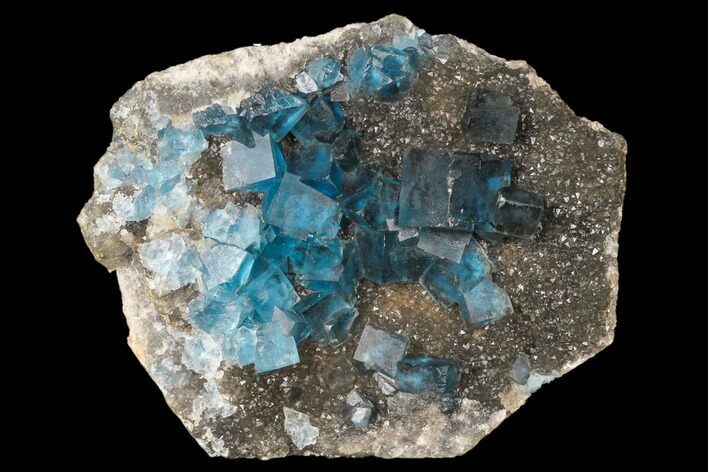 Blue Cubic Fluorite on Quartz - China #120296